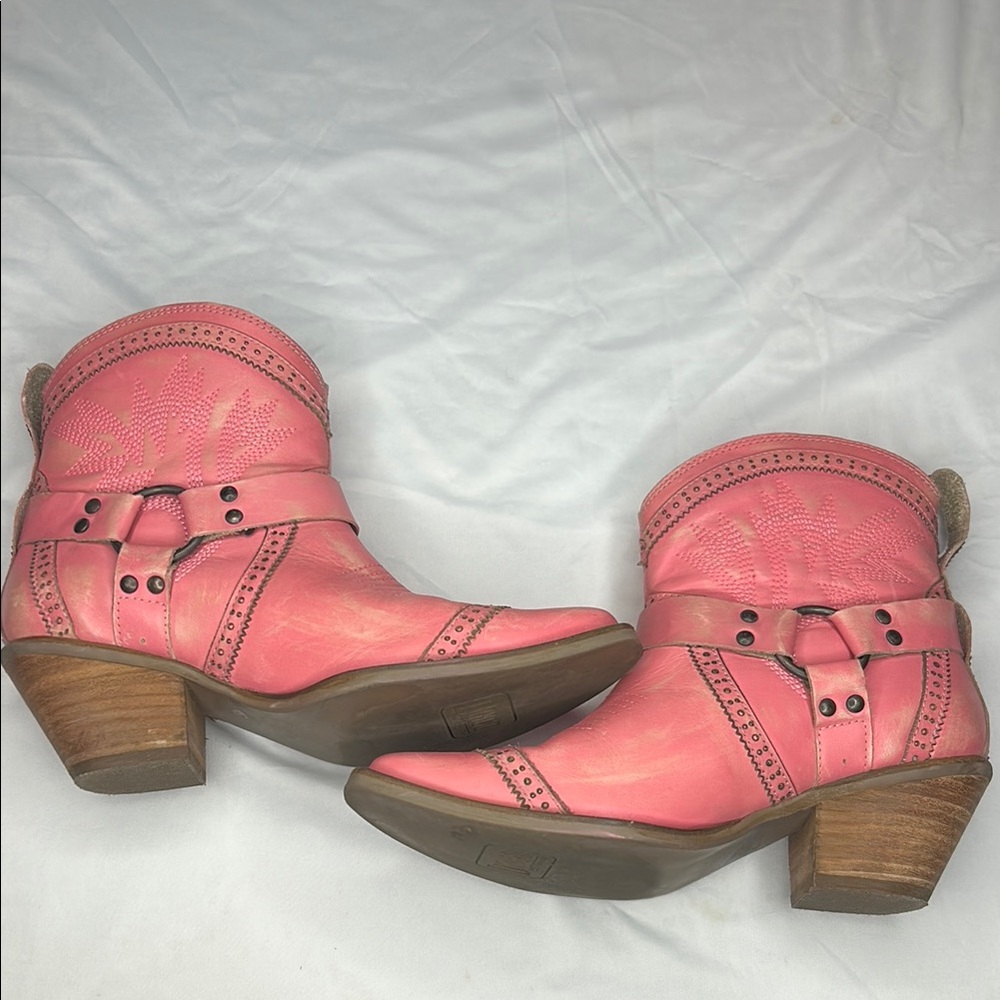 Pink Western Ankle Boots